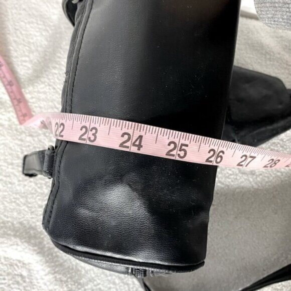 Vintage 90s Black Faux Leather Convertible Shoulder Bag  Backpack - Picture 13 of 16